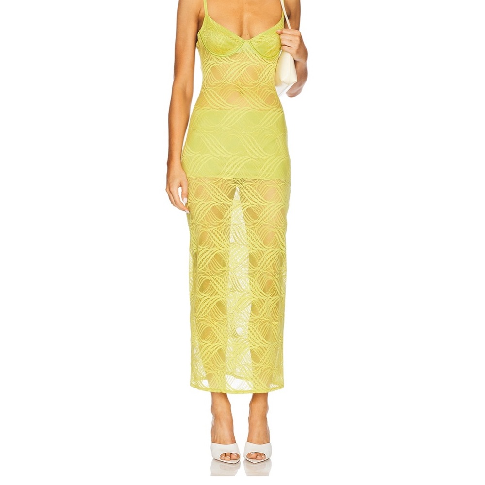 REVOLVE Sheer Yellow Maxi Dress